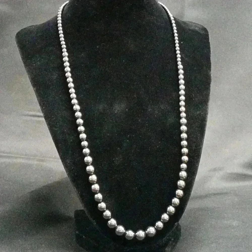 14k Gold and Graduated Hematite Necklace